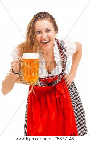 Bavarian girl isolated over white background