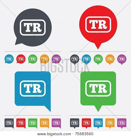Vector Turkish language sign icon. TR translation