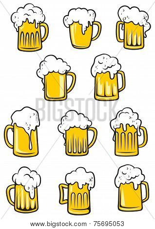 Vector tankards of beer