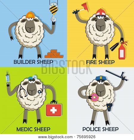 Sheep professional character vector set