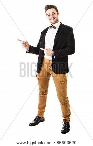 Guy With Bow Tie Pointing