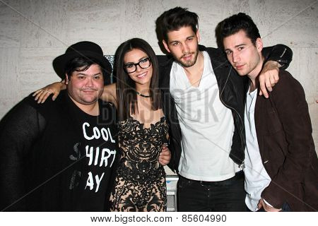 LOS ANGELES - MAR 12:  Harvey Guillen, Victoria Justice, Casey Jon Deidrick, John Garet Stoker at the Kode Magazine Spring 2015 Cover Party at the The Standard on March 12, 2015 in West Hollywood, CA