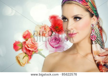 Beautiful Woman In Flowers