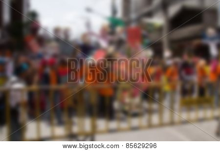 Blurred Background With Protesters Gathered