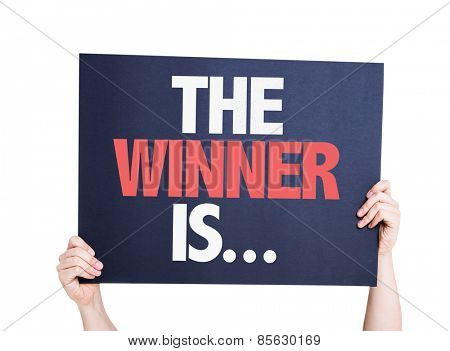 The Winner Is... card isolated on white