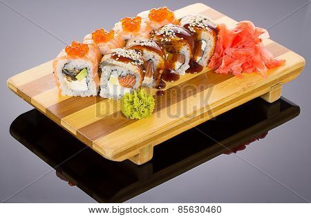 Maki Sushi Over Black Background