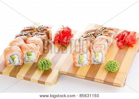 Sushi Roll Made Dish On Gete Isolated On Whiet Background