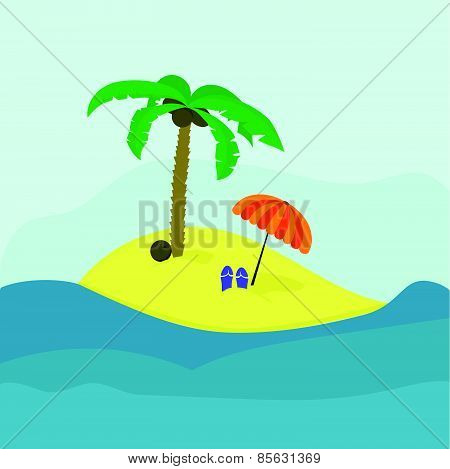 Tropic island and coconut tree