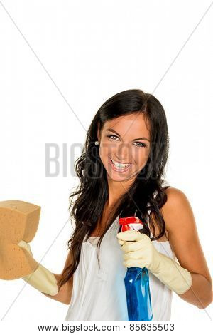 a young woman is annoyed that she has to make the house cleaning.