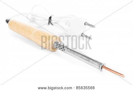 Electric soldering iron isolated on white
