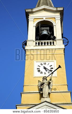 In Cislago Old Abstract    Italy   The   Wall  And Church Tower Bell Sunny