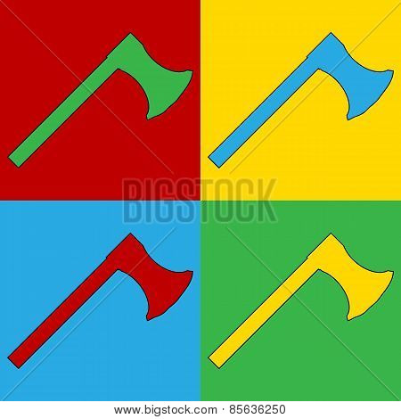 Pop Art Axe Symbol Icons.