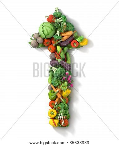 Vegetables Arrow. Healthy Food Concept.