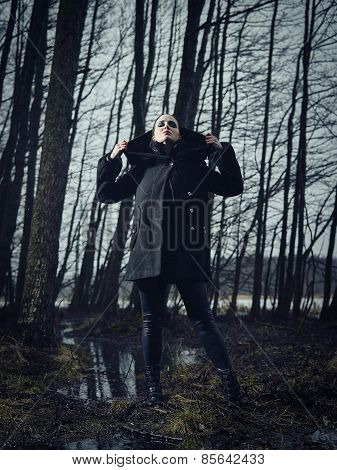 Fashionable Woman, Outdoor Posing In March