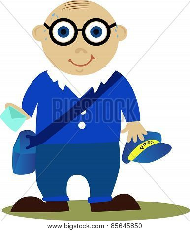 Postman in blue uniform with letter.