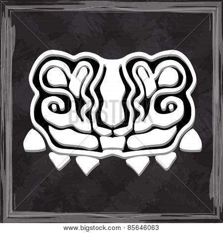 original face masks ancient gods, for tattoo and ancient amulets. Incas, Aztecs