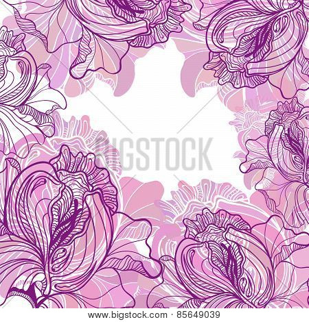 Vector background with ornament of the graphic flowers.