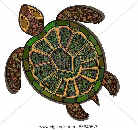 Decorative graphic turtle,  tribal totem animal