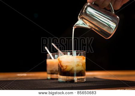 Preparation Of White Russian Cocktails