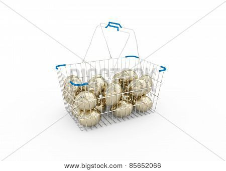 Shoping Basket With Gold Eggs