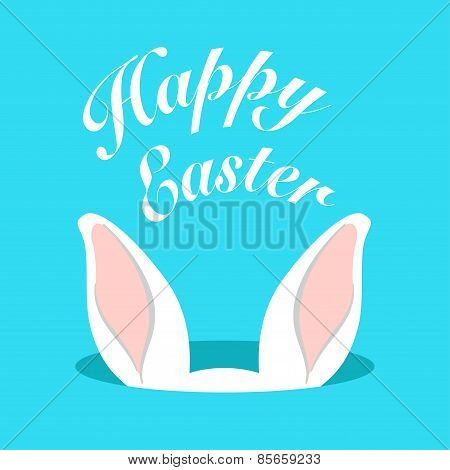Happy Easter with Easter bunny. Vector illustration.