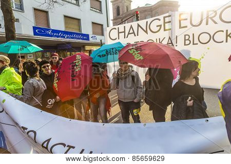 People Demonstrate Against Ezb And Capitalism