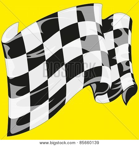 checkered flag on yellow background