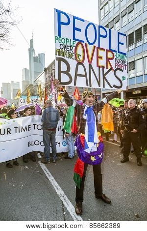 People Demonstrate Against Ezb And Capitalism