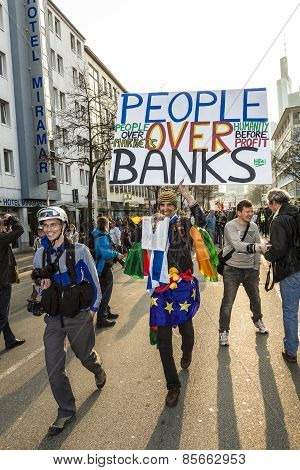 People Demonstrate Against Ezb And Capitalism