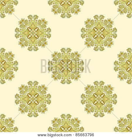 Ornamental Seamless Pattern On Yellow