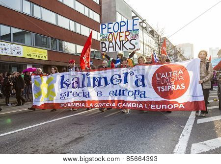 People Demonstrate Against Ezb And Capitalism