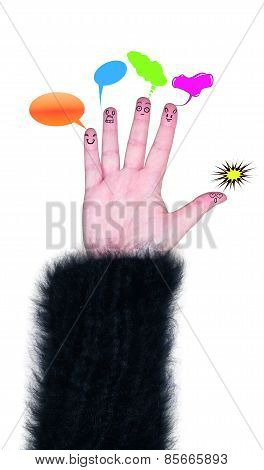 Chat in group of colorful speech bubbles