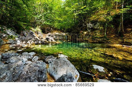 Small lake in canyon.
