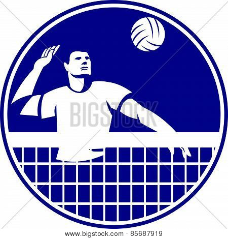Volleyball Player Spiking Ball Circle Icon