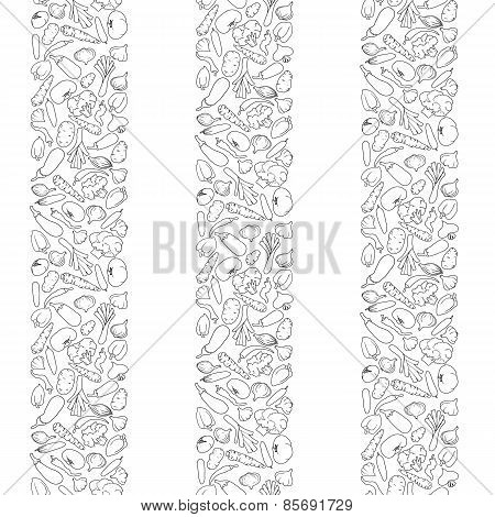vegetables silhouettes seamless vertical stripes
