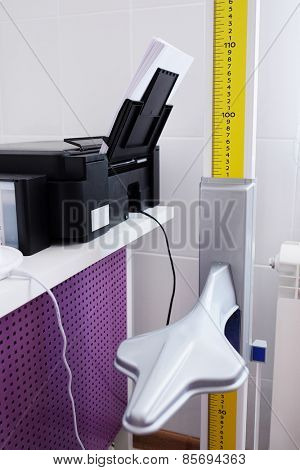 Closeup stadiometer - human height measuring devices