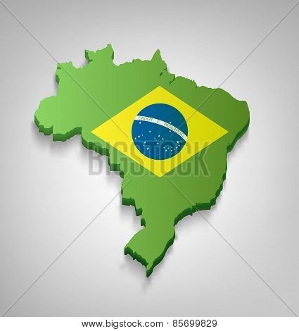 Brazilian Map With Flag