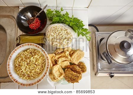 Ingredient prepare to make of of traditional Indonesia food 