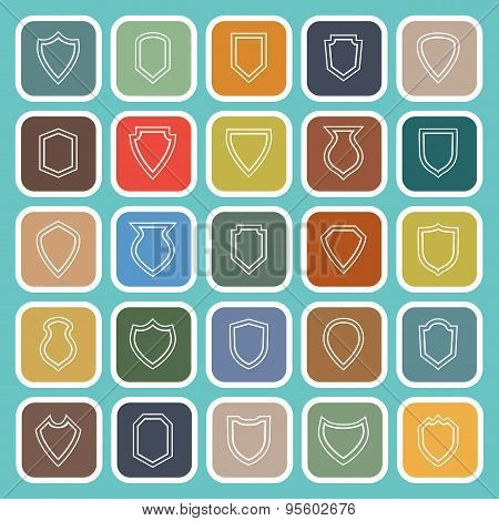 Shield Line Flat Icons On Blue Background
