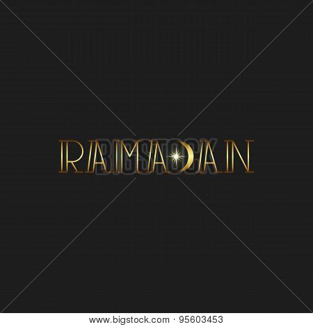 Ramadan Kareem Gold Lettering Star New Moon, Mockup Islamic Greeting Card
