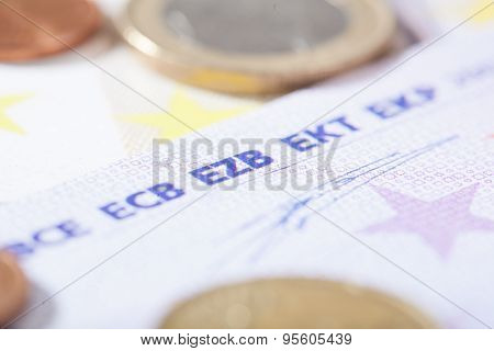 Euro Closeup On German Ezb Abbreviation