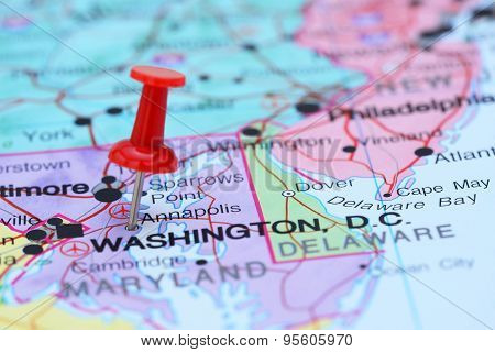 Annapolis pinned on a map of USA