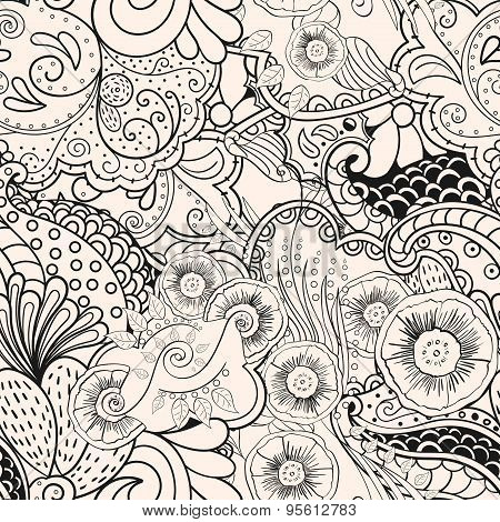 Mehendi tracery pattern, Seamless, handmade hindi