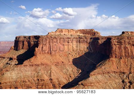 Schafer Canyon Majestic Buttes Puffy Clouds Blue Sky Canyonlands