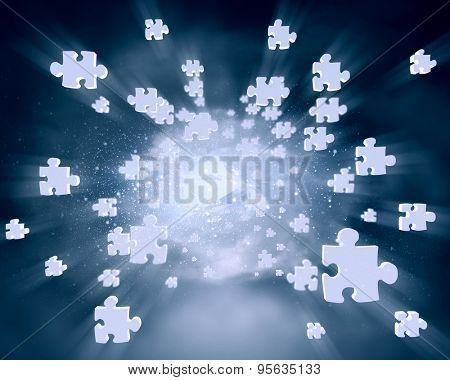 Conceptual image with business items flying in air