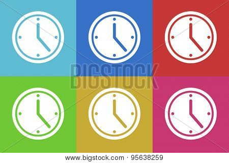 time flat design modern vector icons set for web and mobile app