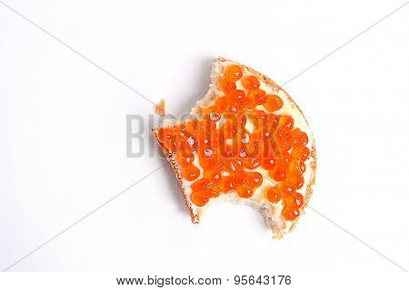 Red salmon caviar sandwich with butter