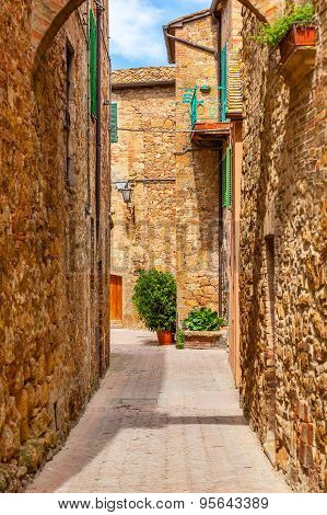 The Streets Of The Old Italian City Of Pienza