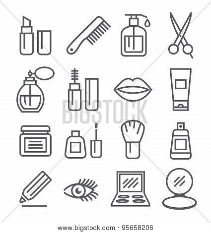Cosmetics line icons