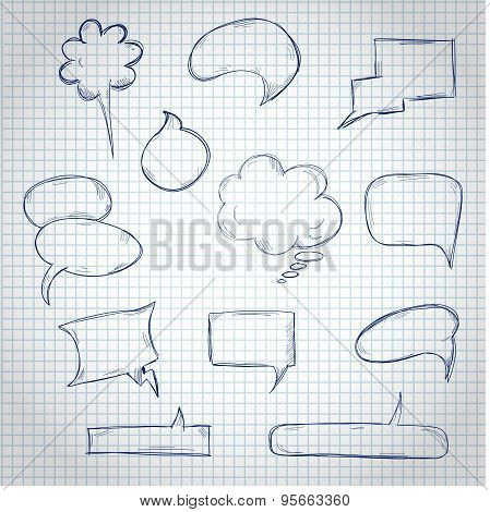Set of hand drawn speech bubble
